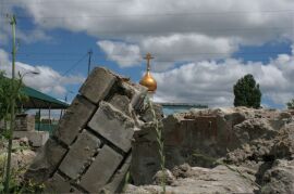 Руины Скорбященского храма на кладбище Моторное г. Волгограда
